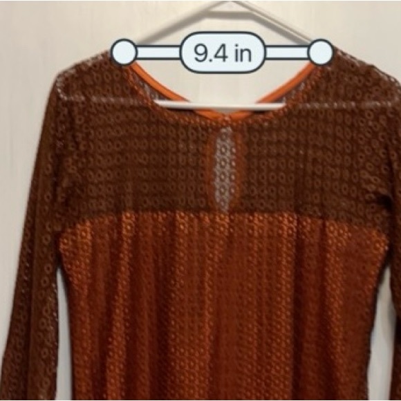 EBZA L AWESOME Cocktail dress Brown Lace Over Orange Keyhole Back, Hidden Zipper - Picture 12 of 15